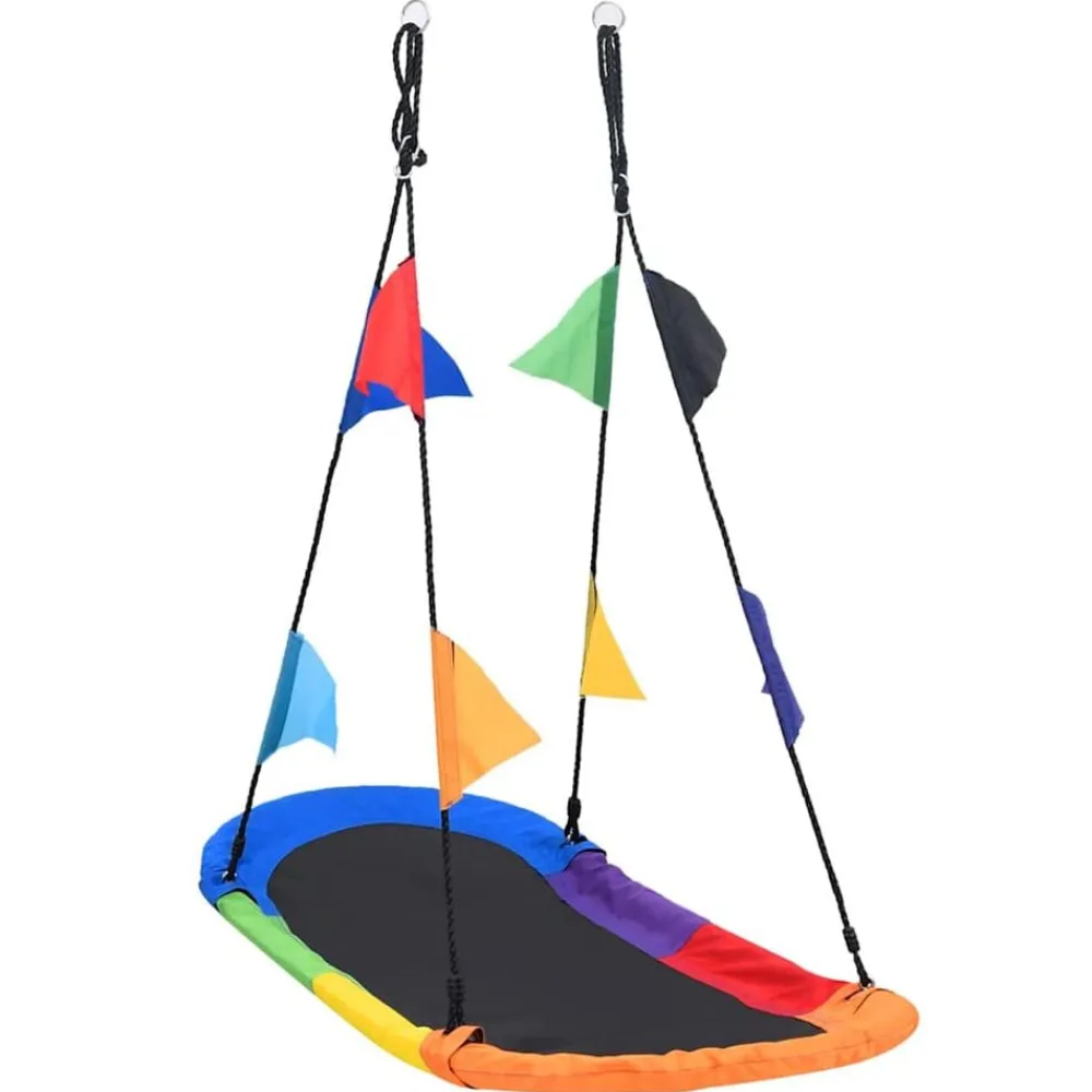 Jeux De Plein Air-vidaXL Balançoire nid d'oiseau avec fanions 165x70 cm Multicolore