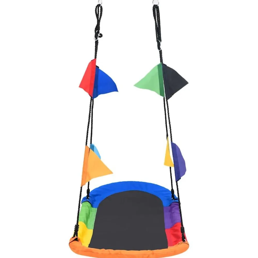 Jeux De Plein Air-vidaXL Balançoire nid d'oiseau avec fanions 165x70 cm Multicolore