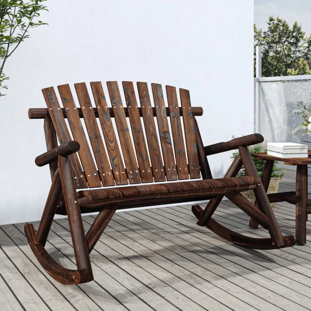 vidaXL Banc à bascule jardin 2 places 123x96x102 cm bois massif épicéa