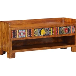 vidaXL Banc à chaussures avec tiroir Marron miel 100 x 35 x 45 cm