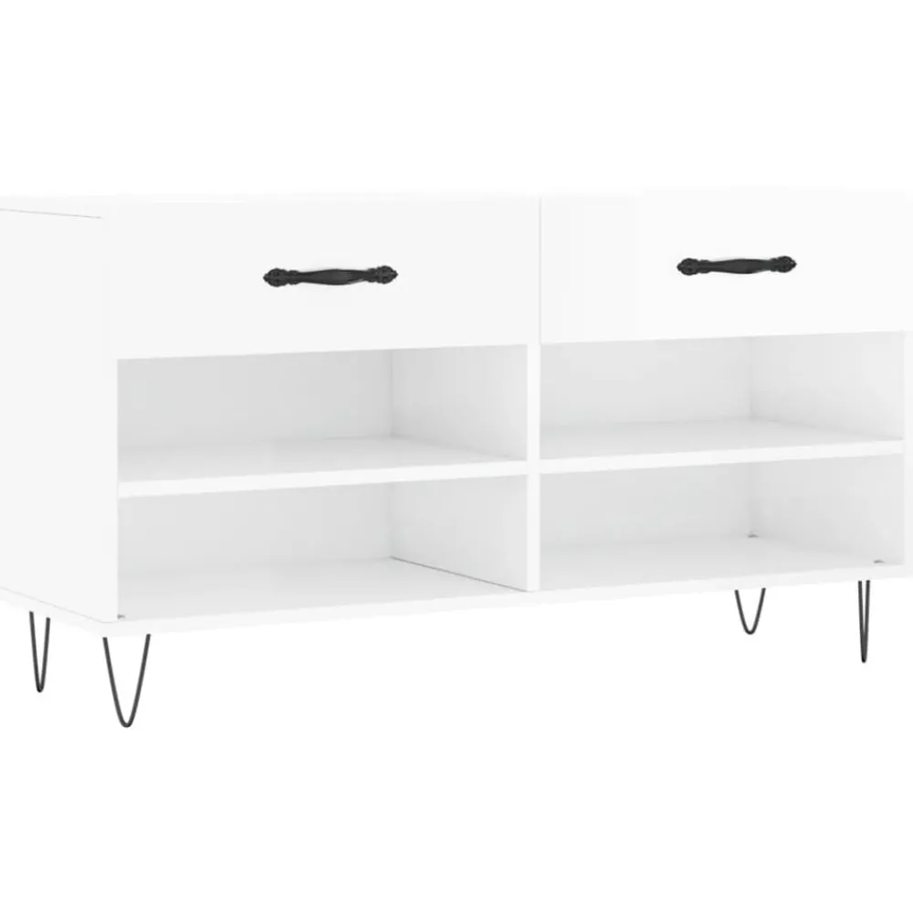 Produits Ménagers-vidaXL Banc à chaussures 102x35x55 cm bois d'ingénierie Blanc brillant