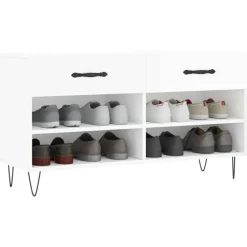 Produits Ménagers-vidaXL Banc à chaussures 102x35x55 cm bois d'ingénierie Blanc brillant