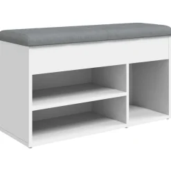 Bancs-vidaXL Banc à chaussures 82x32x45,5 cm Bois d'ingénierie Blanc