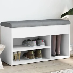 Bancs-vidaXL Banc à chaussures 82x32x45,5 cm Bois d'ingénierie Blanc
