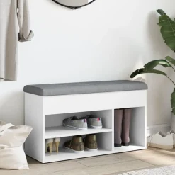 Bancs-vidaXL Banc à chaussures 82x32x45,5 cm Bois d'ingénierie Blanc