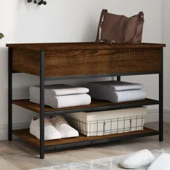 Bancs-vidaXL Banc à chaussures chêne marron 70x42,5x50 cm bois d'ingénierie Ch&ecirc;ne marron