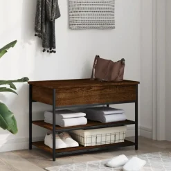Bancs-vidaXL Banc à chaussures chêne marron 70x42,5x50 cm bois d'ingénierie Chêne marron