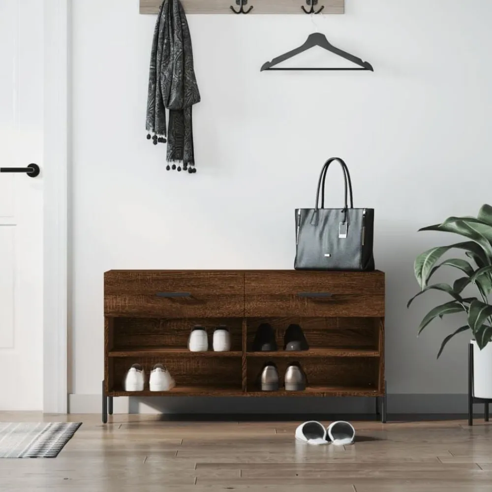 vidaXL Banc à chaussures chêne marron 102x35x55 cm bois d'ingénierie