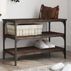 Bancs-vidaXL Banc à chaussures chêne marron 70x38,5x49 cm bois d'ingénierie Ch&ecirc;ne marron