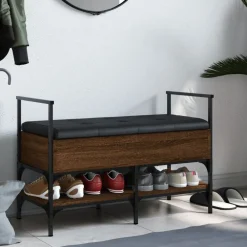 Bancs-vidaXL Banc à chaussures chêne marron 85,5x42x57,5cm bois d'ingénierie Ch&ecirc;ne marron