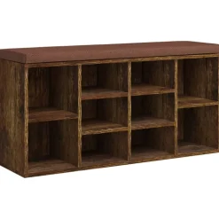 Bancs-vidaXL Banc à chaussures Chêne fumé 103x30x48 cm Bois d'ingénierie Ch&ecirc;ne fumé