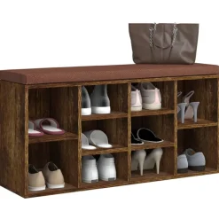 Bancs-vidaXL Banc à chaussures Chêne fumé 103x30x48 cm Bois d'ingénierie Ch&ecirc;ne fumé