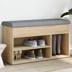 Bancs-vidaXL Banc à chaussures chêne sonoma 82x32x45,5 cm bois d'ingénierie Ch&ecirc;ne sonoma