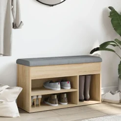 Bancs-vidaXL Banc à chaussures chêne sonoma 82x32x45,5 cm bois d'ingénierie Ch&ecirc;ne sonoma