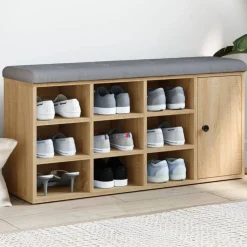 Bancs-vidaXL Banc à chaussures chêne sonoma 102x32x50 cm bois d'ingénierie Ch&ecirc;ne sonoma