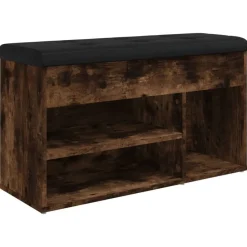 vidaXL Banc à chaussures chêne fumé 82x32x45,5 cm bois d'ingénierie