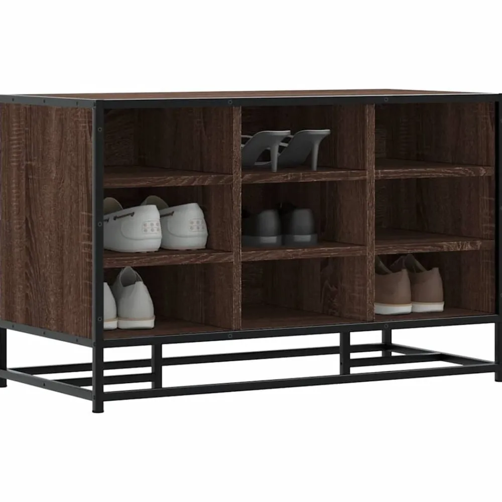 vidaXL Banc à chaussures chêne marron bois d'ingénierie et métal