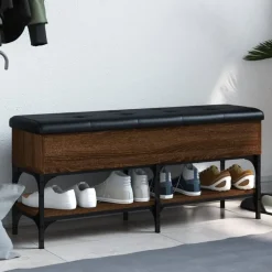 Bancs-vidaXL Banc à chaussures chêne marron 102x32x45 cm bois d'ingénierie Ch&ecirc;ne marron
