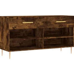 Produits Ménagers-vidaXL Banc à chaussures chêne fumé 102x35x55 cm bois d'ingénierie Chêne fumé