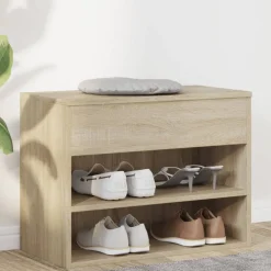 Produits Ménagers-vidaXL Banc à chaussures Chêne sonoma 60x30x45 cm Bois d’ingénierie Ch&ecirc;ne sonoma