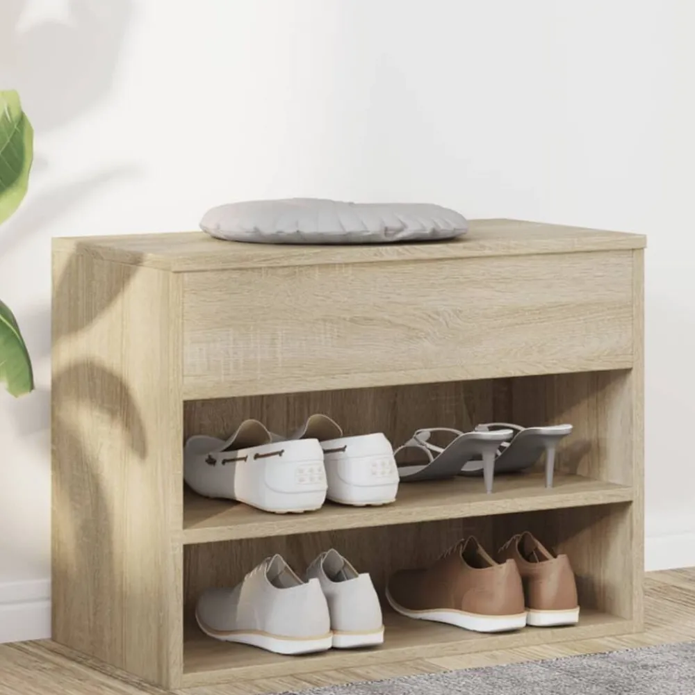 Produits Ménagers-vidaXL Banc à chaussures Chêne sonoma 60x30x45 cm Bois d’ingénierie Chêne sonoma