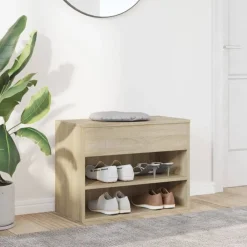 Produits Ménagers-vidaXL Banc à chaussures Chêne sonoma 60x30x45 cm Bois d’ingénierie Chêne sonoma