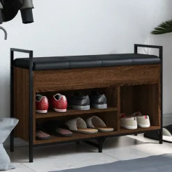 Bancs-vidaXL Banc à chaussures chêne marron 85,5x32x57,5cm bois d'ingénierie Ch&ecirc;ne marron