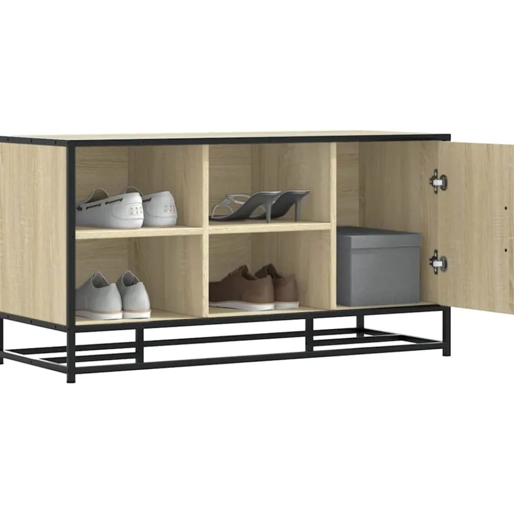 Bancs-vidaXL Banc à chaussures chêne sonoma bois d'ingénierie et métal Chêne sonoma