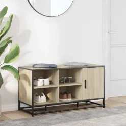 Bancs-vidaXL Banc à chaussures chêne sonoma bois d'ingénierie et métal Chêne sonoma
