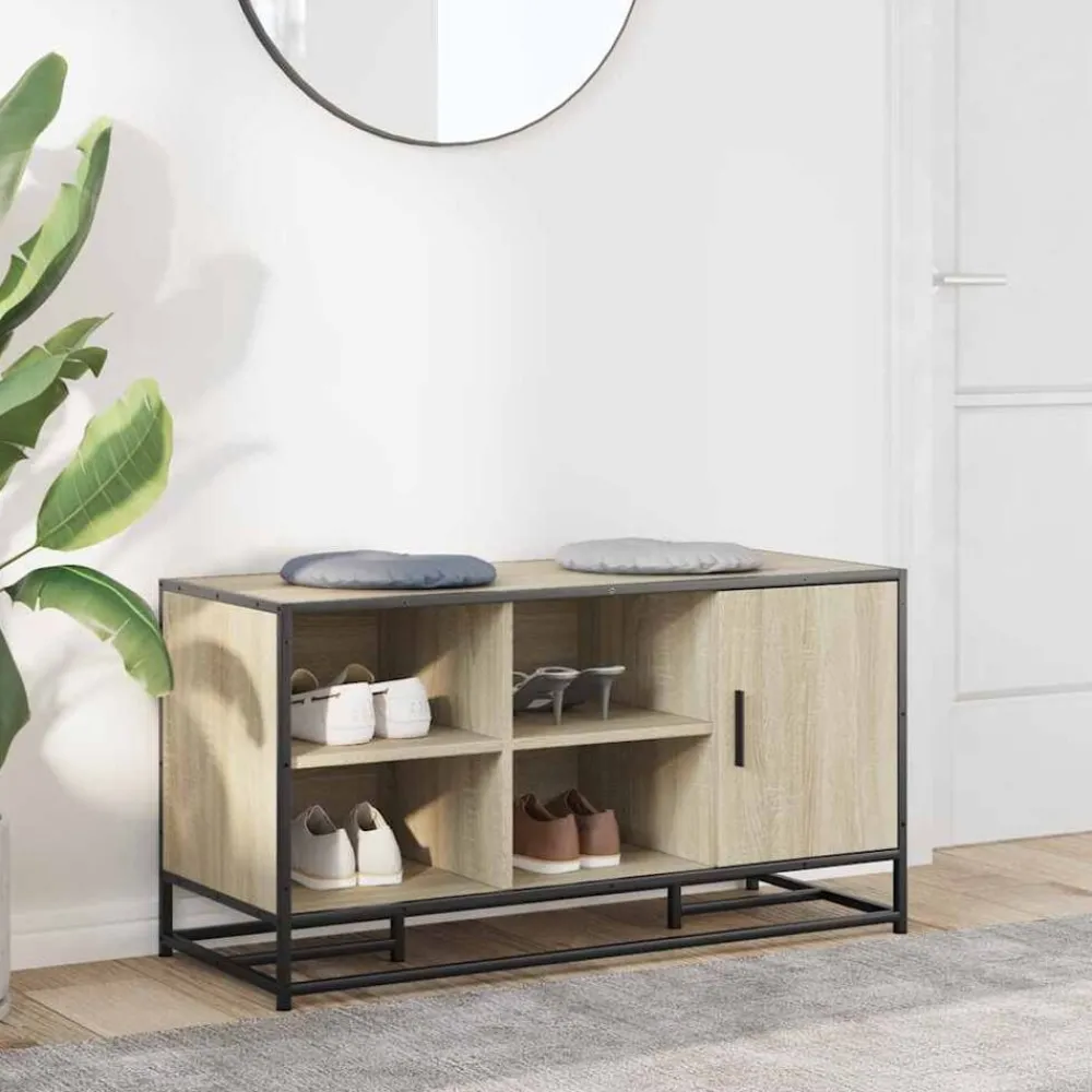 Bancs-vidaXL Banc à chaussures chêne sonoma bois d'ingénierie et métal Chêne sonoma