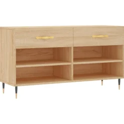 Produits Ménagers-vidaXL Banc à chaussures chêne sonoma 102x35x55 cm bois d'ingénierie Chêne sonoma