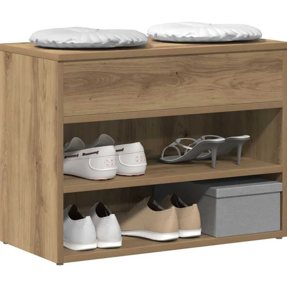 Produits Ménagers-vidaXL Banc à chaussures chêne artisanal 60x30x45 cm bois d'ingénierie chêne artisanal