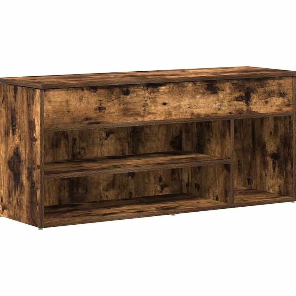 vidaXL Banc à chaussures chêne fumé 102x30,5x45 cm bois d'ingénierie