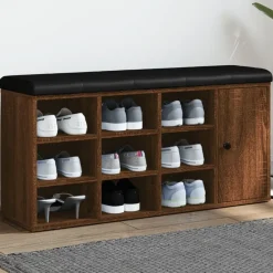 Bancs-vidaXL Banc à chaussures chêne marron 102x32x50 cm bois d'ingénierie Ch&ecirc;ne marron