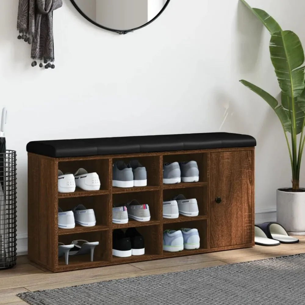 Bancs-vidaXL Banc à chaussures chêne marron 102x32x50 cm bois d'ingénierie Chêne marron