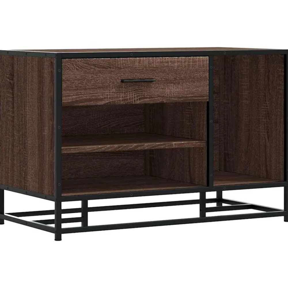Bancs-vidaXL Banc à chaussures chêne marron bois d'ingénierie et métal Chêne marron