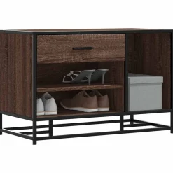 Bancs-vidaXL Banc à chaussures chêne marron bois d'ingénierie et métal Ch&ecirc;ne marron