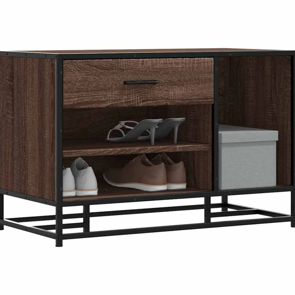 Bancs-vidaXL Banc à chaussures chêne marron bois d'ingénierie et métal Chêne marron