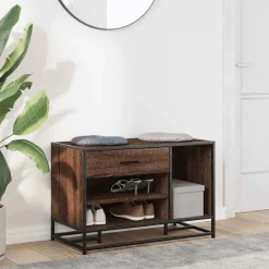Bancs-vidaXL Banc à chaussures chêne marron bois d'ingénierie et métal Chêne marron