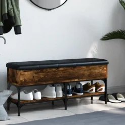 vidaXL Banc à chaussures chêne fumé 102x32x45 cm bois d'ingénierie