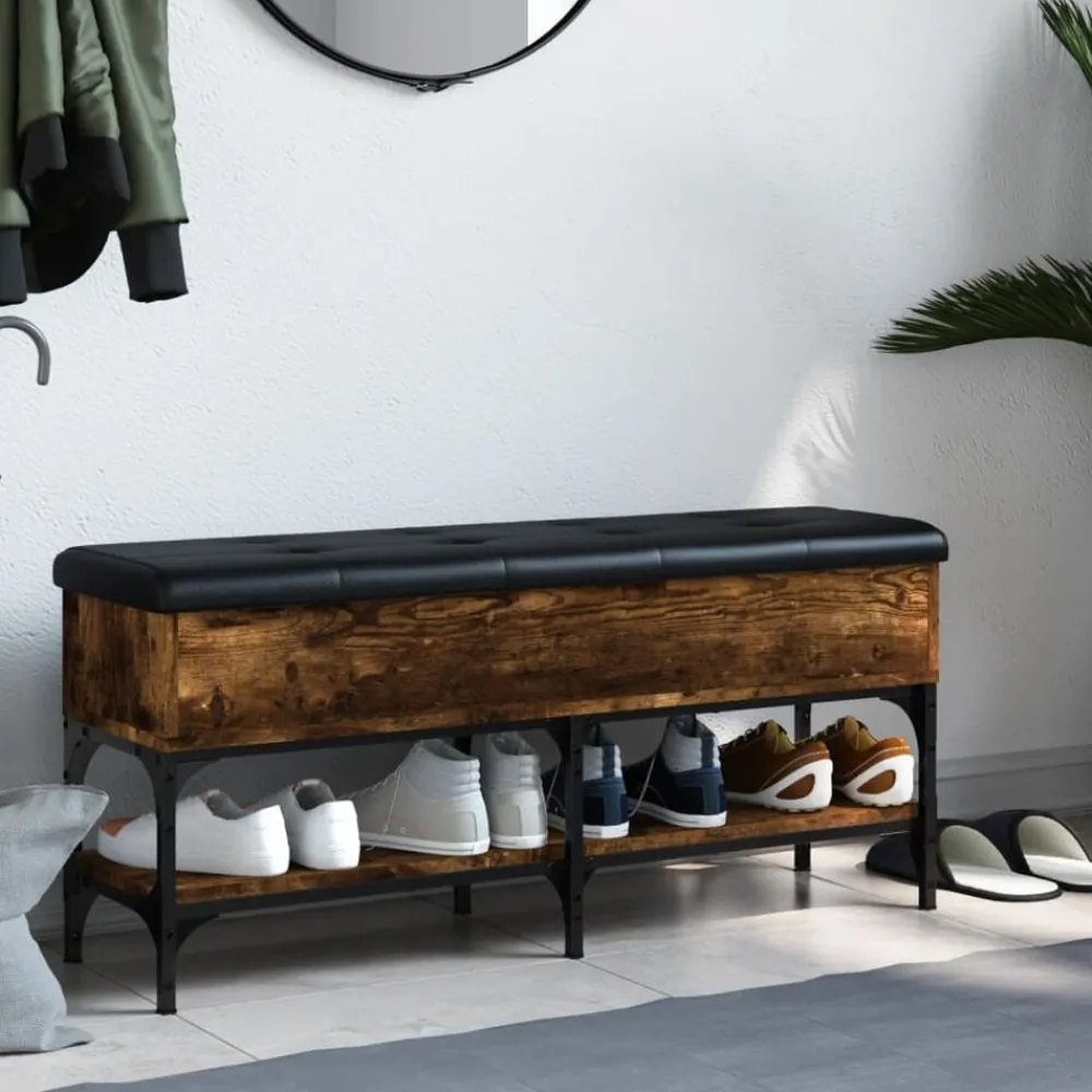 vidaXL Banc à chaussures chêne fumé 102x32x45 cm bois d'ingénierie