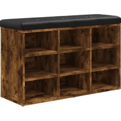 Bancs-vidaXL Banc à chaussures chêne fumé 82x32x50 cm bois d'ingénierie Chêne fumé