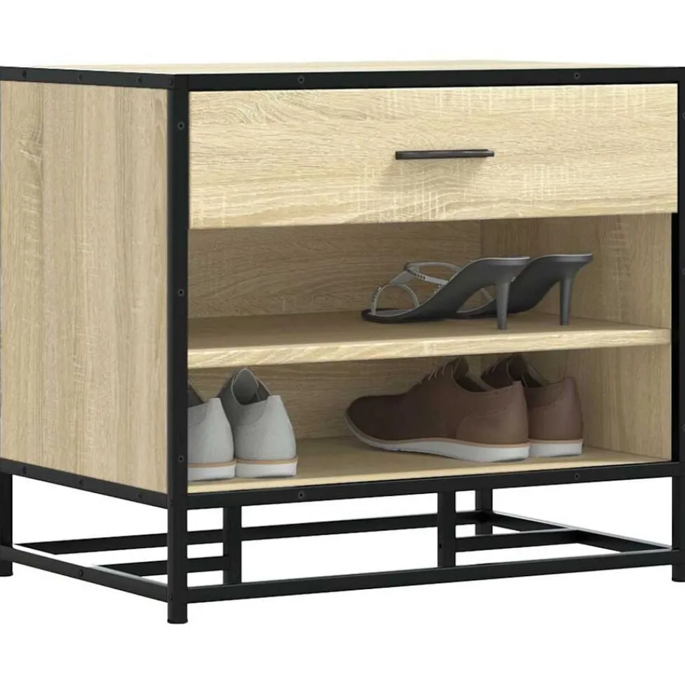 vidaXL Banc à chaussures chêne sonoma bois d'ingénierie et métal