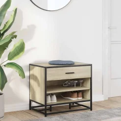 vidaXL Banc à chaussures chêne sonoma bois d'ingénierie et métal