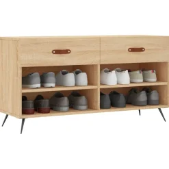 Produits Ménagers-vidaXL Banc à chaussures chêne sonoma 102x35x55 cm bois d'ingénierie Ch&ecirc;ne sonoma
