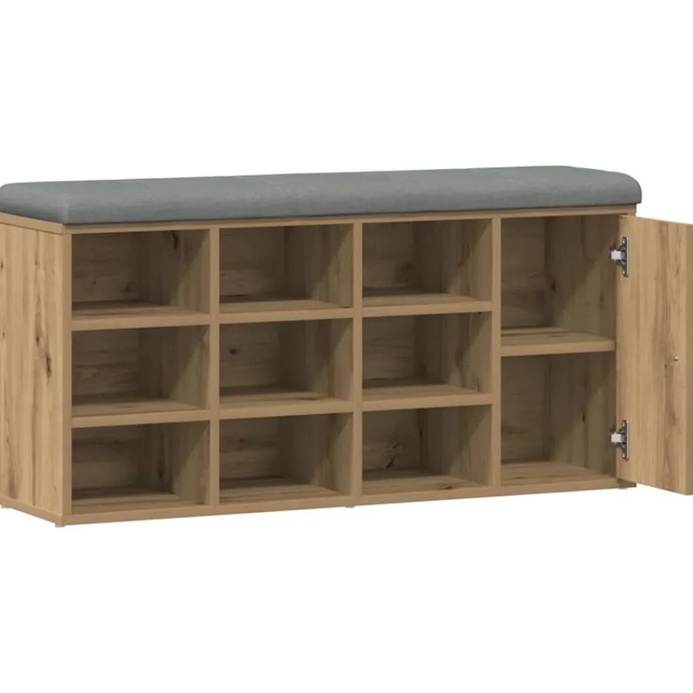 Bancs-vidaXL Banc à chaussures chêne artisanal 102x32x50cm bois d'ingénierie chêne artisanal
