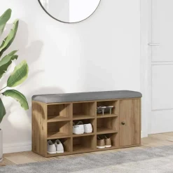 Bancs-vidaXL Banc à chaussures chêne artisanal 102x32x50cm bois d'ingénierie ch&ecirc;ne artisanal
