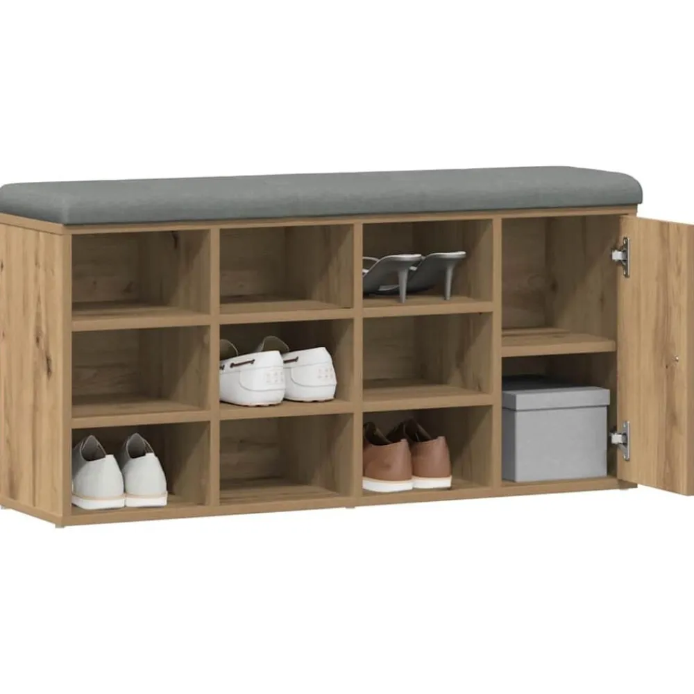 Bancs-vidaXL Banc à chaussures chêne artisanal 102x32x50cm bois d'ingénierie chêne artisanal