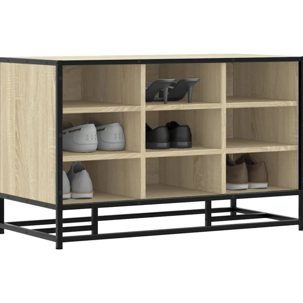 Bancs-vidaXL Banc à chaussures chêne sonoma bois d'ingénierie et métal Chêne sonoma