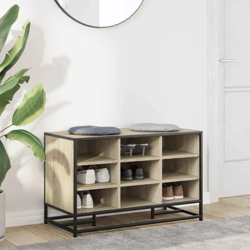 Bancs-vidaXL Banc à chaussures chêne sonoma bois d'ingénierie et métal Chêne sonoma